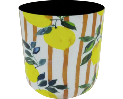 Becher mit Zitronenmotiv und Streifen
