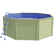 Holzpool mit Leiter und Wasserfüllung