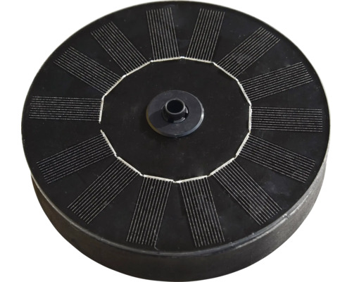 Solarpanel für Gartenleuchten mit einem schwarzen Kunststoffgehäuse und mehreren Solarzellen zur Umwandlung von Sonnenenergie.