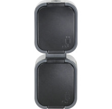 Doppelsteckdose für den Außenbereich mit Klappdeckel