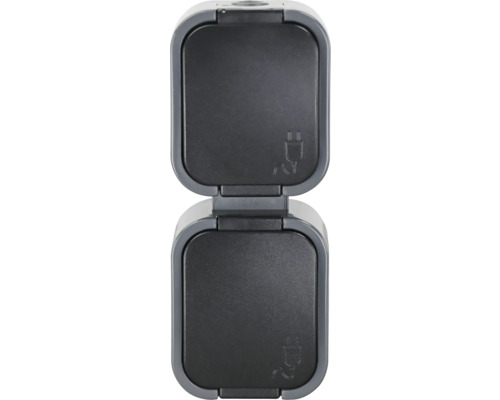 Doppelsteckdose für den Außenbereich mit Klappdeckel