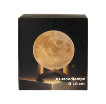 Verpackung einer 3D Mondlampe mit einem Durchmesser von 18 cm
