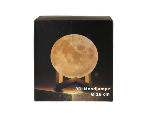 Verpackung einer 3D Mondlampe mit einem Durchmesser von 18 cm