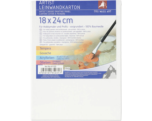Leinwandkarton, 18 x 24 cm, geeignet für Hobby- und Profimaler, vorgrundiert, 100 Prozent Baumwolle