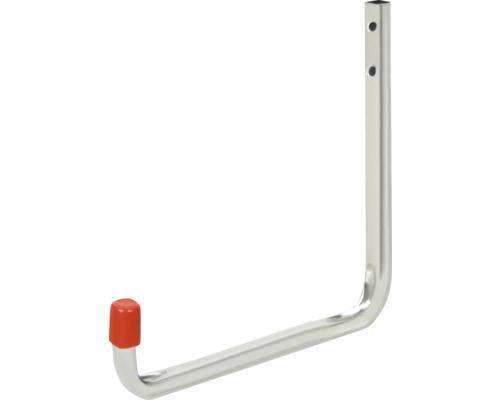 Metallischer Gerätehalter mit roter Kappe für die Wandmontage