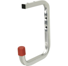Metallischer Gerätehalter mit Schraubenlöchern und roter Schutzkappe