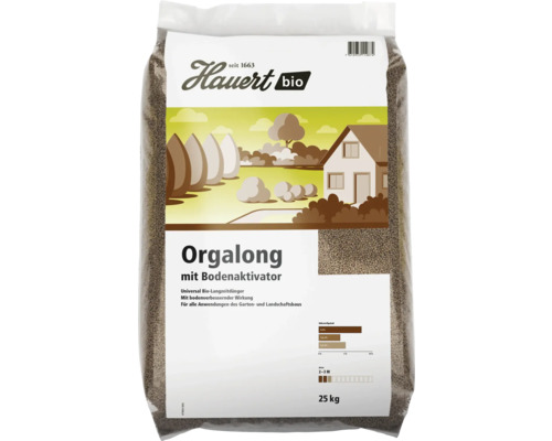Hauert Orgalong mit Bodenaktivator, 25 Kilogramm Sack, Universal Bio-Langzeitdünger für Garten- und Landschaftsbau