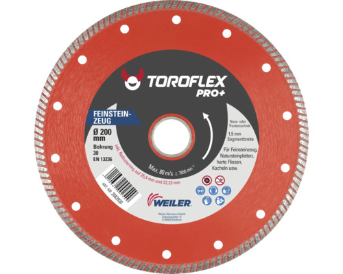 Toroflex Pro Plus Feinsteinzeug Trennscheibe, Durchmesser 200 Millimeter