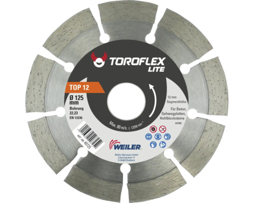 Toroflex Lite Trennscheibe, Durchmesser 125 mm, geeignet für Beton, Gehwegplatten und Hohlblocksteine