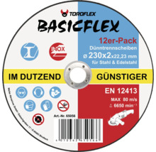 Toroflex Basicflex Trennscheiben im 12er-Pack, geeignet für Stahl und Edelstahl