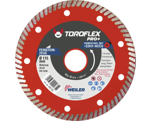 Toroflex Trennscheibe für Feinsteinzeug, Durchmesser 115 Millimeter