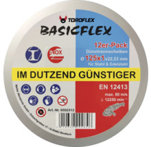 Toroflex Basicflex Trennscheiben im 12er-Pack, Durchmesser 125x1x22,23 Millimeter, geeignet für Stahl und Edelstahl