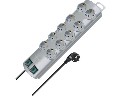 Steckdosenleiste mit zehn Steckdosen und Schalter