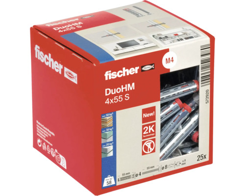 Fischer DuoHM 4x55 S Dübel, 25 Stück in einer Packung