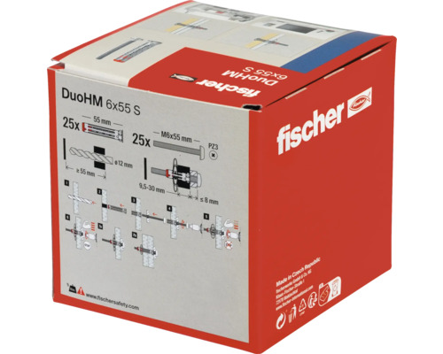 Fischer Dübel DuoHM 6x55 S, 25 Stück, Verpackung