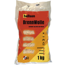 hellson BrennWolle, 1 Kilogramm Beutel mit Holzwolleanzündern aus Holz und Wachs, hergestellt in Österreich.