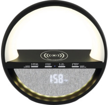 Runde LED-Lampe mit kabelloser Ladefunktion und Lautsprecher