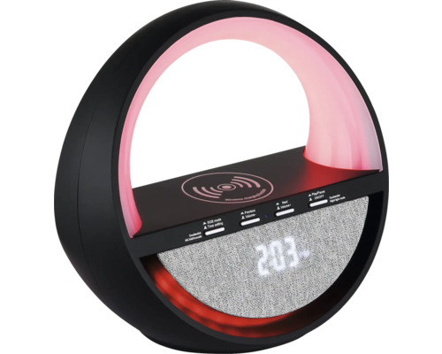 Radiowecker mit kabelloser Ladefunktion und LED-Licht