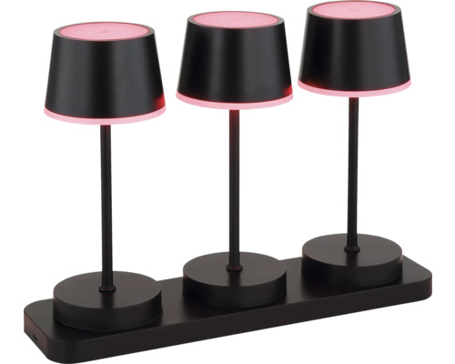 Drei Tischleuchten auf einer Basis