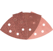 Mehrere Dreiecksschleifpapiere mit Löchern