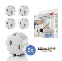 Fünf Steckdosenkappen zur Kindersicherung von Reer