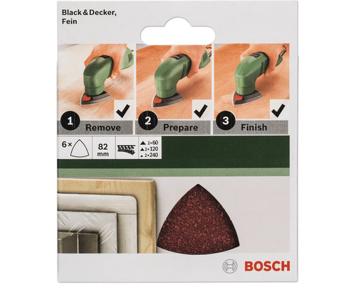 Bosch Schleifpapier-Set für Black and Decker Multischleifer, feine Körnung, 6-teilig