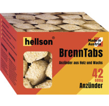 hellson BrennTabs Anzünder aus Holz und Wachs, hergestellt in Österreich, 42 Stück, 600 Gramm.