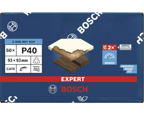 Bosch Expert Schleifblätter, 50 Stück, Körnung P40, 93x93 Millimeter