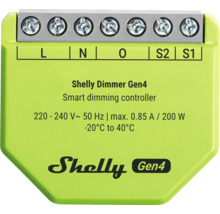 Shelly Dimmer Gen4 smarter Dimmaktor für 220 bis 240 Volt und maximal 200 Watt mit Schraubanschlüssen.