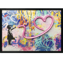 Gerahmtes Wandbild mit Mädchensilhouette und Herzmotiv