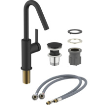 Waschtischarmatur in matter Ausführung mit Zubehör