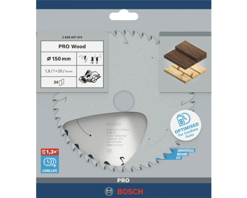 Bosch Pro Holzsägeblatt mit 150 Millimeter Durchmesser