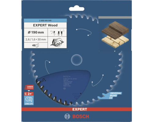 Bosch Expert Holzsägeblatt mit 190 Millimeter Durchmesser
