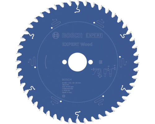 Bosch Kreissägeblatt Expert Wood für Holz, Durchmesser 200 Millimeter, 48 Zähne, Bohrung 30 Millimeter.