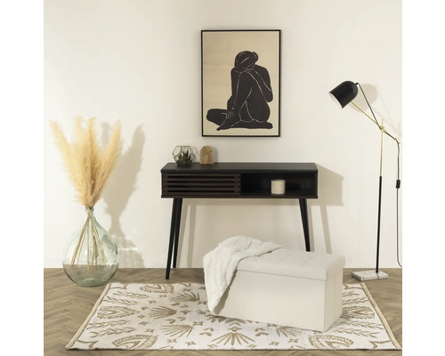 Wohnraum mit Konsole, Stehlampe, Bild und Teppich