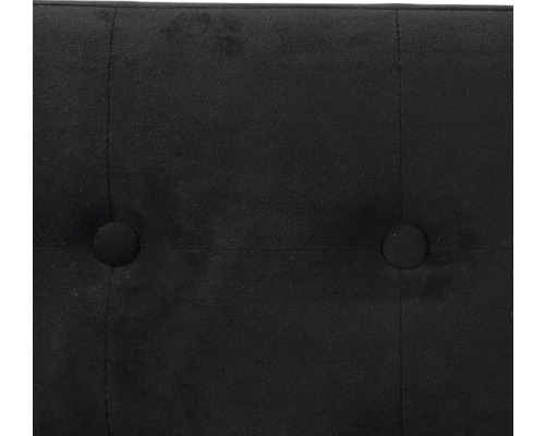 Nahaufnahme eines schwarzen, getufteten Stoffes mit Knöpfen