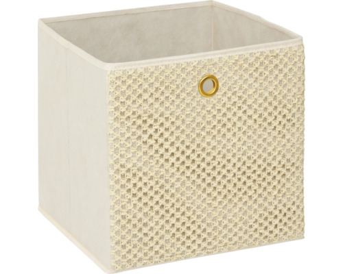 Aufbewahrungsbox 31x31x31 cm Stoff beige Quadratische Aufbewahrungsbox mit Flechtmuster und Öse