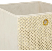 Aufbewahrungsbox aus Stoff mit geflochtener Außenseite und Metallöse