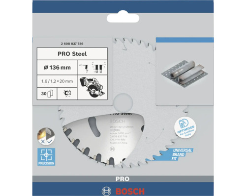 Bosch Pro Steel Kreissägeblatt mit 136 Millimeter Durchmesser für Stahl