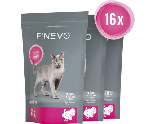 FINEVO Katzenfutter Truthahn, Sensitive, 16er Pack