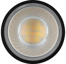 LED-Reflektorlampe in der Frontansicht mit Wabenstruktur und schwarzem Rand.