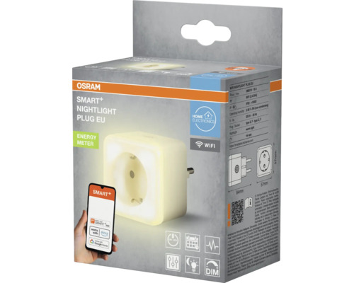 Osram Smart+ Nightlight Plug EU, smarter Zwischenstecker mit Nachtlicht und Energiemessgerät, steuerbar über WLAN, App und Sprachassistenten.