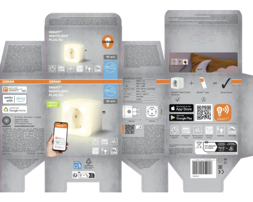 Osram Smart Plus Nachtlicht Stecker EU Verpackung mit WLAN Funktion, Energiemesser und App Steuerung