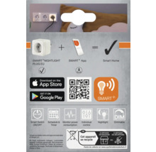 Smart plus Nachtlicht-Stecker EU mit App-Steuerung, Zeitschaltuhr, Stromverbrauchskontrolle, individueller Steuerung und Dimmfunktion.