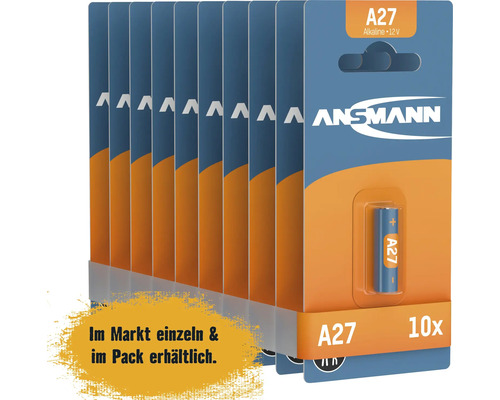 Zehn Ansmann A27 Alkali Batterien 12 Volt im Blisterpack