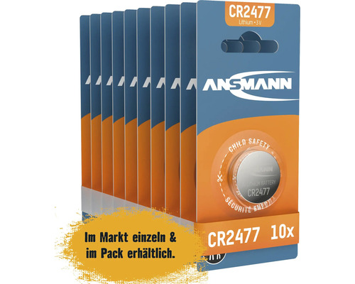 Packung mit zehn Ansmann CR2477 Lithium Knopfzellenbatterien