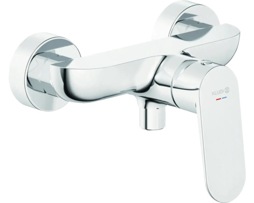 Verchromte Einhebel-Brausebatterie zur Wandmontage mit Kludi Logo