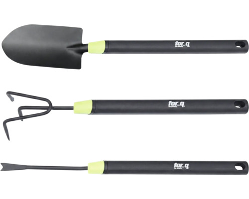 Gartengeräteset mit Schaufel, Grubber und Pikierstab von for_q