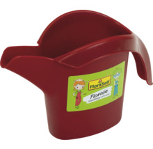 FloraSelf Kindergießkanne Floralie aus rotem Kunststoff mit integriertem Griff und Ausguss.