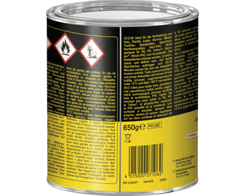 Gefahrensymbol: Entzündlich. Umweltgefährdend. Henkel Logo